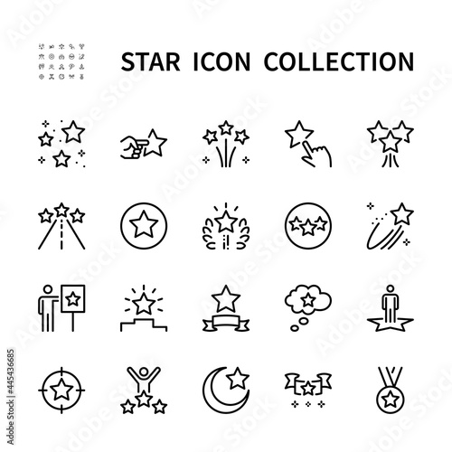 Stars vector line icons. Isolated icon collection of star on white background. Vector symbol set of stars . Editable stroke.