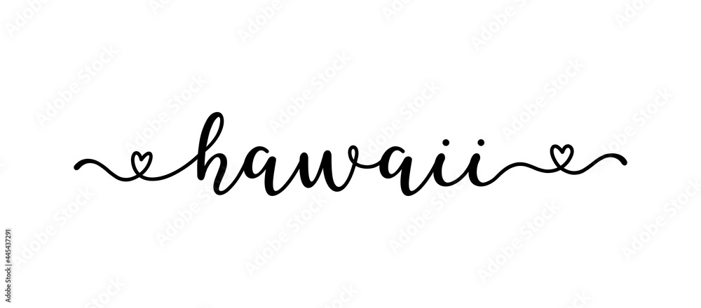 Hand sketched HAWAII text. Script lettering for poster, sticker, flyer, header, card, clothing, wear