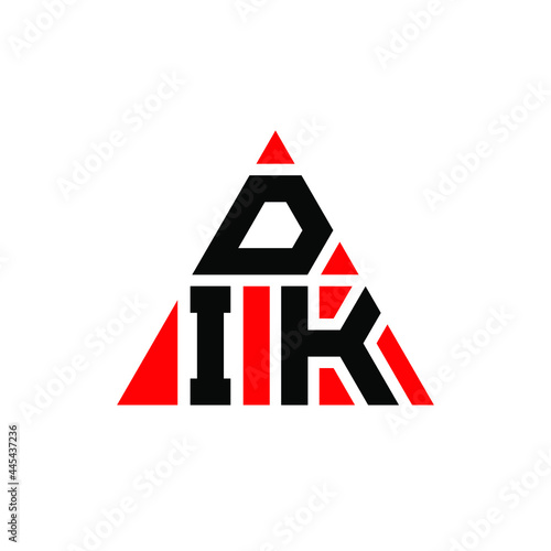 DIK triangle letter logo design with triangle shape. DIK triangle logo design monogram. DIK triangle vector logo template with red color. DIK triangular logo Simple, Elegant, and Luxurious Logo. DIK 