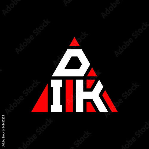 DIK triangle letter logo design with triangle shape. DIK triangle logo design monogram. DIK triangle vector logo template with red color. DIK triangular logo Simple, Elegant, and Luxurious Logo. DIK 