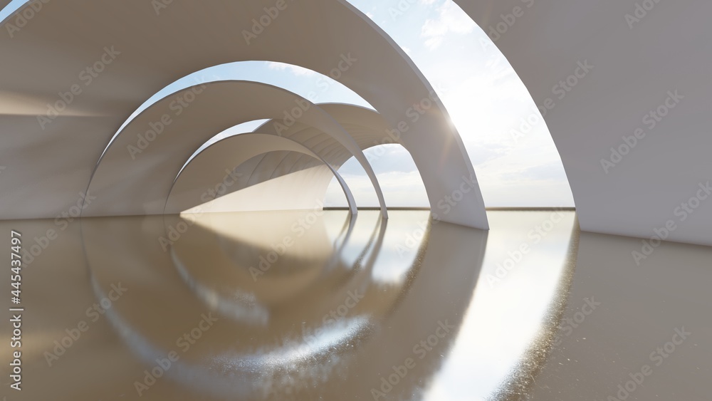 Fototapeta premium Abstract architecture background arched interior 3d render