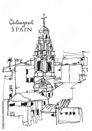 Hand drawn sketch of Ontinyent  Spain
