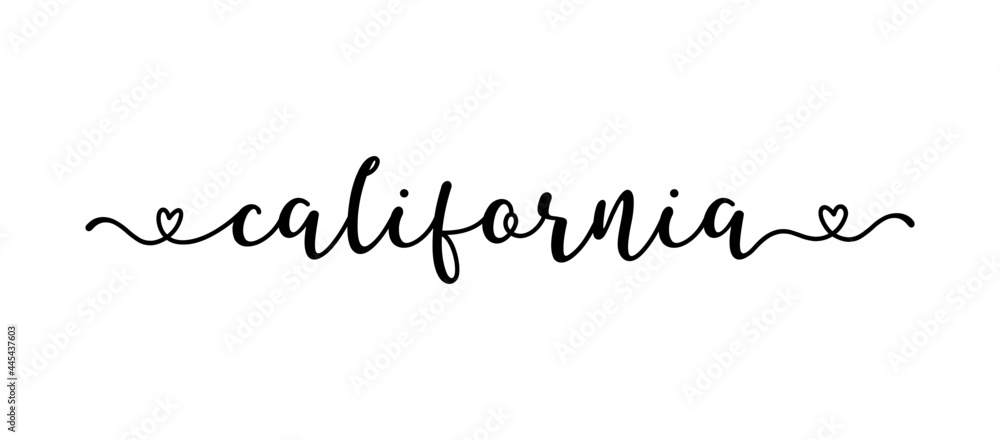 Hand sketched California text. Script lettering for poster, sticker, flyer, header, card, clothing, wear Hand sketched California text. Script lettering for poster, sticker, flyer, header, card, clothing, wear