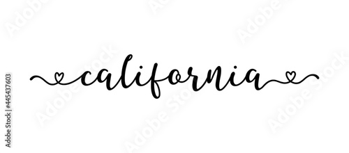 Hand sketched California text. Script lettering for poster, sticker, flyer, header, card, clothing, wear