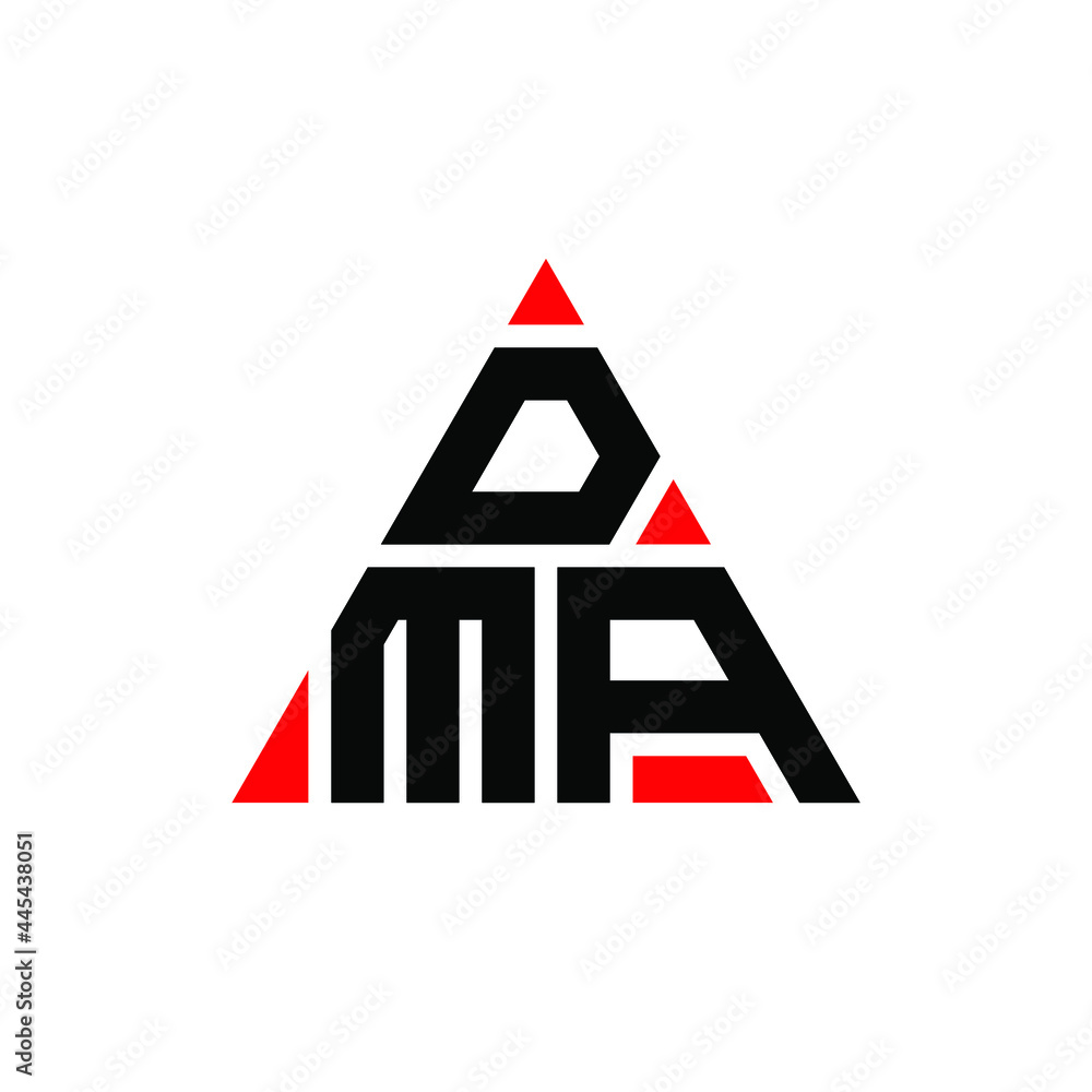 DMA triangle letter logo design with triangle shape. DMA triangle logo