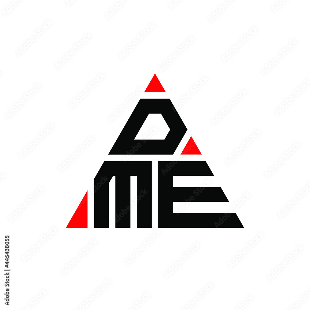Vetor de DME triangle letter logo design with triangle shape. DME