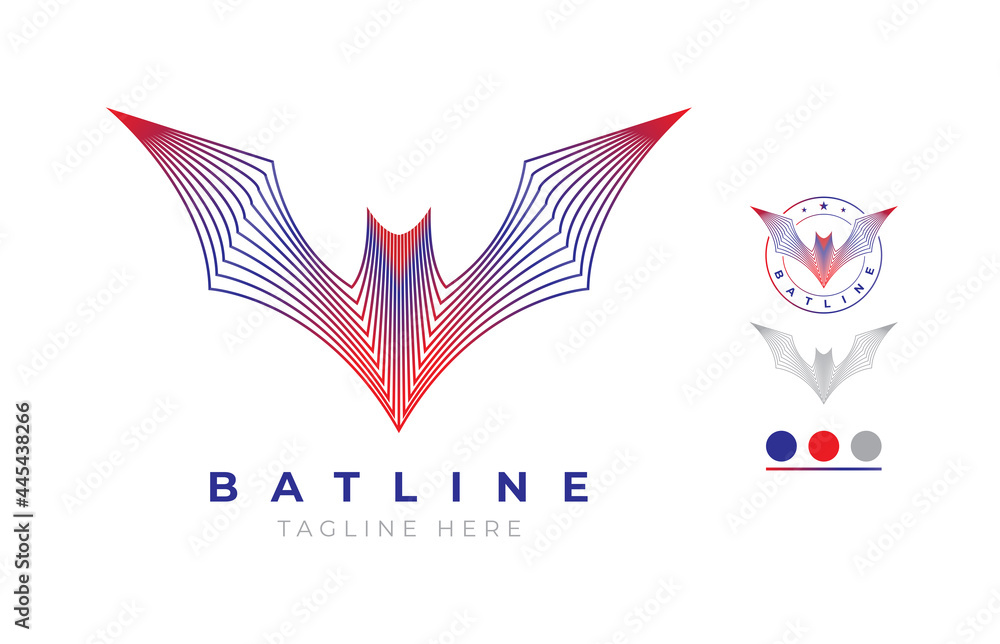 Beautiful Colorful bat logo using gradient blending lines with branding theme Beautiful Colorful bat logo using gradient blending lines with branding theme