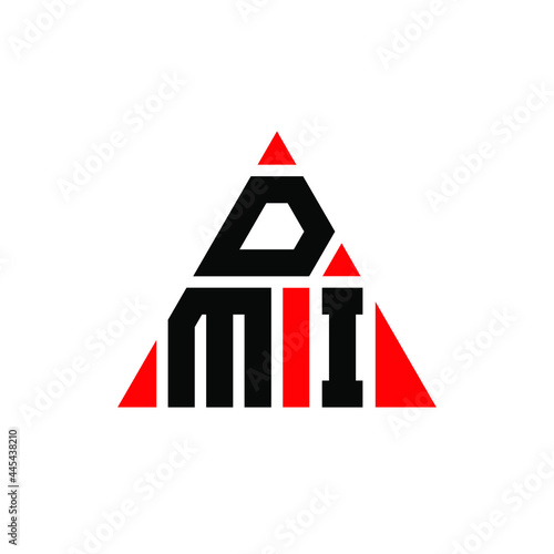 DMI triangle letter logo design with triangle shape. DMI triangle logo design monogram. DMI triangle vector logo template with red color. DMI triangular logo Simple, Elegant, and Luxurious Logo. DMI 