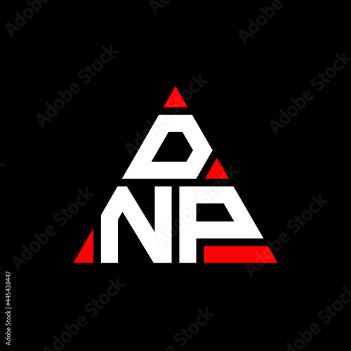 DNP triangle letter logo design with triangle shape. DNP triangle logo design monogram. DNP triangle vector logo template with red color. DNP triangular logo Simple, Elegant, and Luxurious Logo. DNP  photo