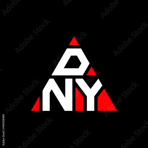 DNY triangle letter logo design with triangle shape. DNY triangle logo design monogram. DNY triangle vector logo template with red color. DNY triangular logo Simple, Elegant, and Luxurious Logo. DNY 