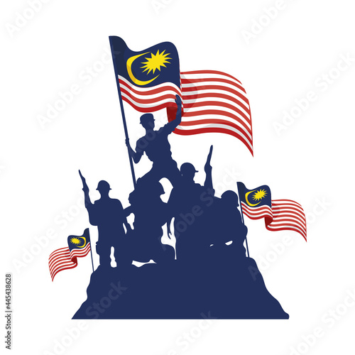 malaysia flags and warriors