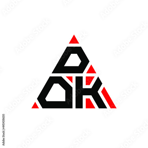 DOK triangle letter logo design with triangle shape. DOK triangle logo design monogram. DOK triangle vector logo template with red color. DOK triangular logo Simple, Elegant, and Luxurious Logo. DOK 