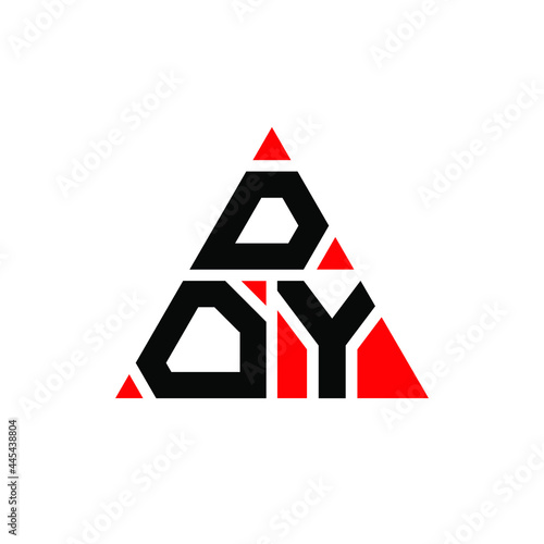 DOY triangle letter logo design with triangle shape. DOY triangle logo design monogram. DOY triangle vector logo template with red color. DOY triangular logo Simple, Elegant, and Luxurious Logo. DOY 
