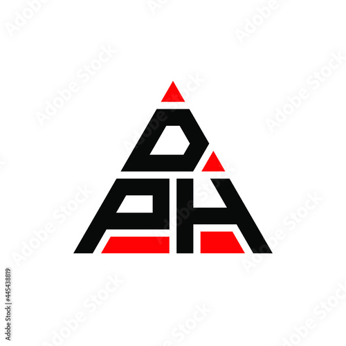 DPH triangle letter logo design with triangle shape. DPH triangle logo design monogram. DPH triangle vector logo template with red color. DPH triangular logo Simple, Elegant, and Luxurious Logo. DPH 