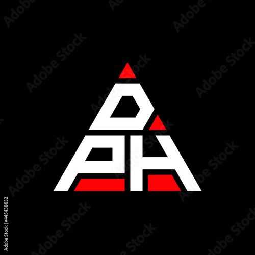 DPH triangle letter logo design with triangle shape. DPH triangle logo design monogram. DPH triangle vector logo template with red color. DPH triangular logo Simple, Elegant, and Luxurious Logo. DPH 