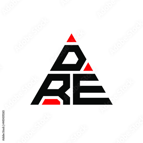 DRE triangle letter logo design with triangle shape. DRE triangle logo design monogram. DRE triangle vector logo template with red color. DRE triangular logo Simple, Elegant, and Luxurious Logo. DRE 