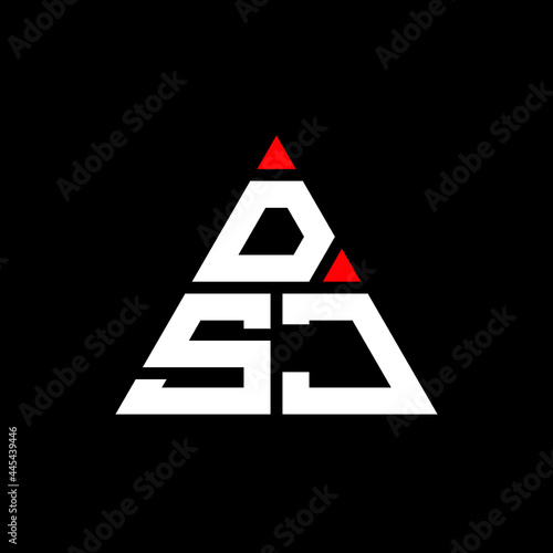 DSB triangle letter logo design with triangle shape. DSJ triangle logo design monogram. DSJ triangle vector logo template with red color. DSJ triangular logo Simple, Elegant, and Luxurious Logo. DSJ  photo