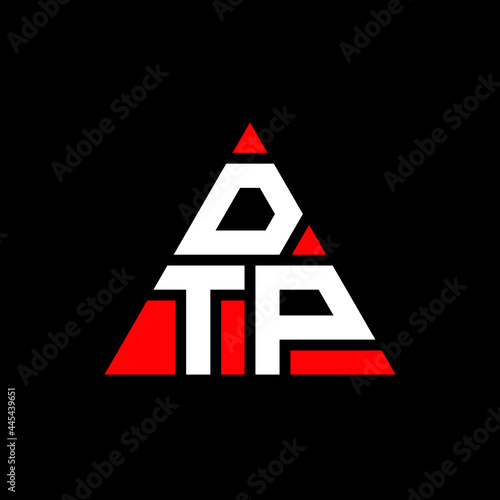 DTP triangle letter logo design with triangle shape. DTP triangle logo design monogram. DTP triangle vector logo template with red color. DTP triangular logo Simple, Elegant, and Luxurious Logo. DTP 