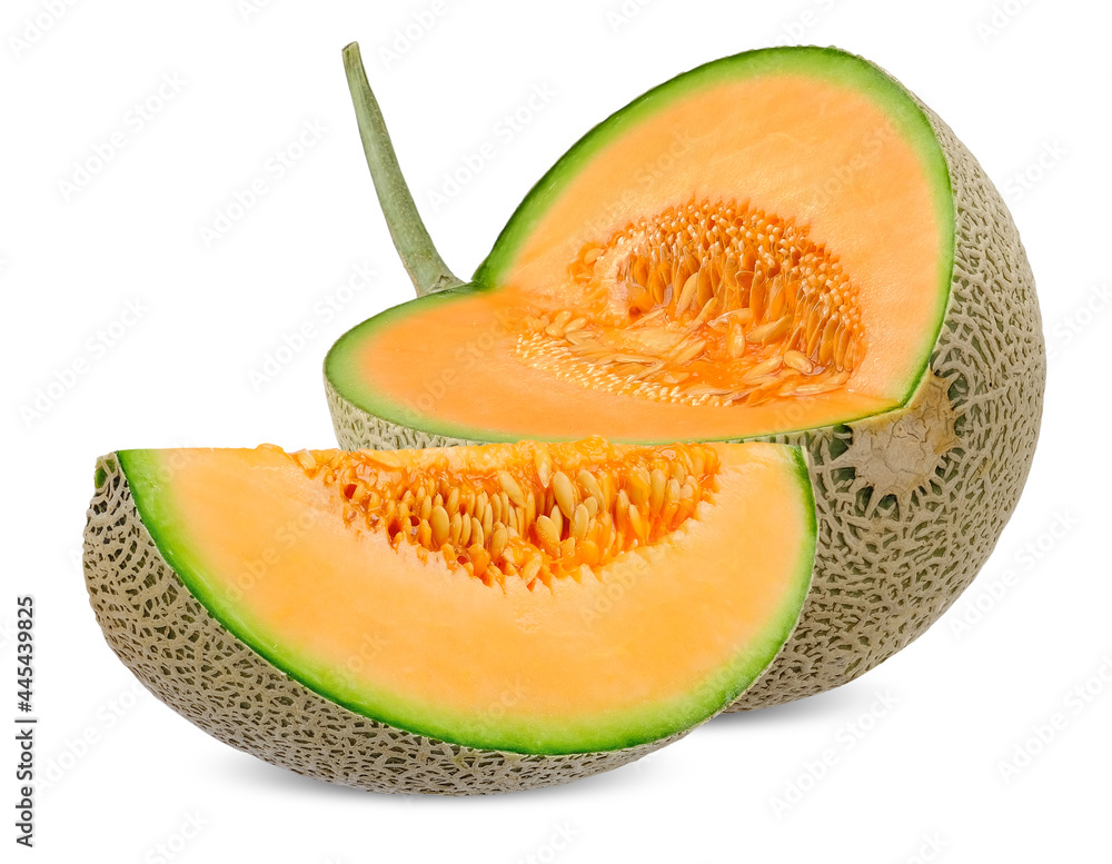 Half cut of Melon isolated on white background. Half cut of Melon isolated on white background.