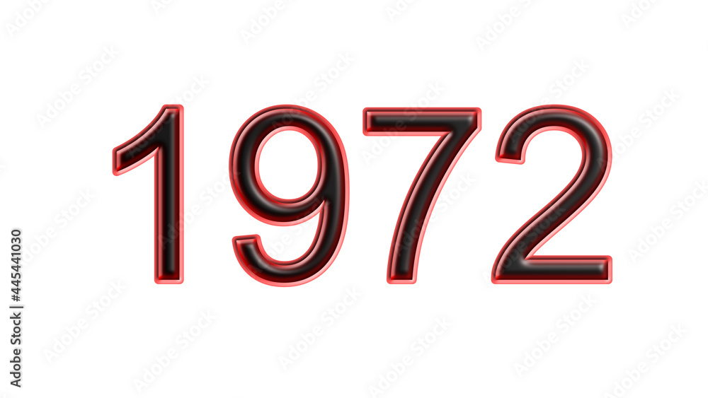 red 1972 number 3d effect white background red 1972 number 3d effect white background