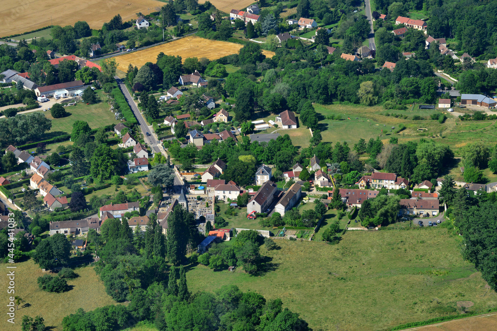 Villers en Arthies, France - july 7 2017 : aerial picture of the village