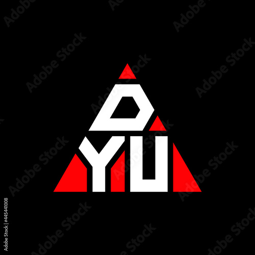 DYU triangle letter logo design with triangle shape. DYU triangle logo design monogram. DYU triangle vector logo template with red color. DYU triangular logo Simple, Elegant, and Luxurious Logo. DYU  photo