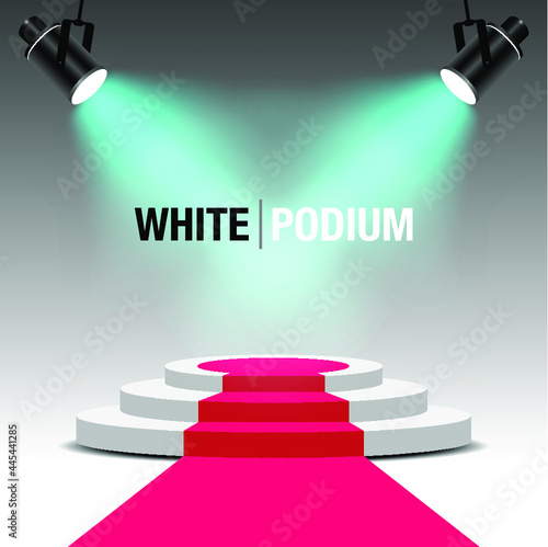 White Podium with spotlight.Winner platform.Winner Pedestal