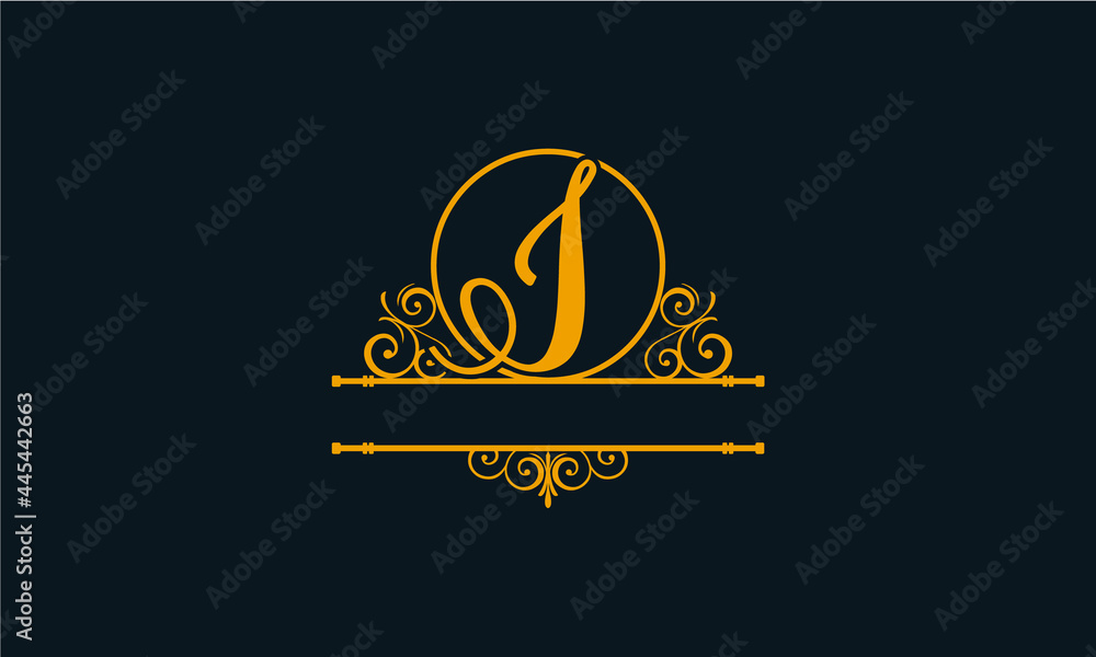 Letter I Minimalist Floral logo design template
