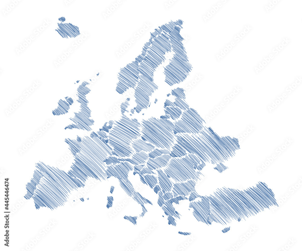 Szkic odręczny mapy Europy na białym tle - obrazy, fototapety, plakaty 