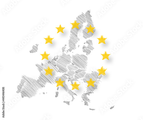 Szkic mapy państw członkowskich Unii Europejskiej © katarzyna