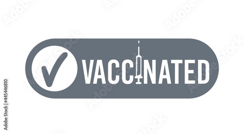 I've been vaccinated design with syringe and vaccine. Coronavirus vaccination concept for sticker label card badge design. Covid-19 vaccine injection concept. Flat style vector illustration.