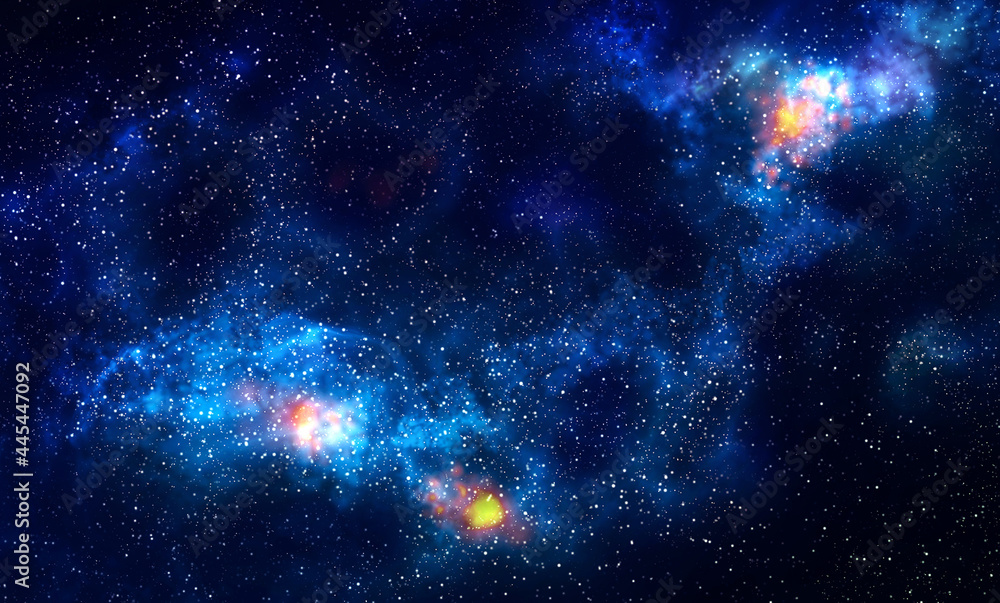 Horizontal space with nebula background