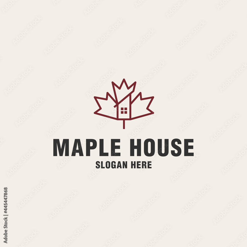 Maple house logo template on monogram style