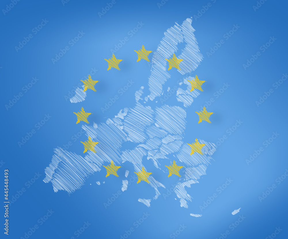 Unia Europejska - szkic mapy przedstawiające członków państw Unii Europejskiej