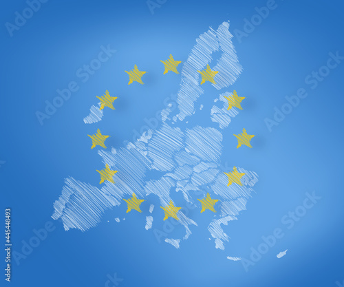 Unia Europejska - szkic mapy przedstawiające członków państw Unii Europejskiej © katarzyna