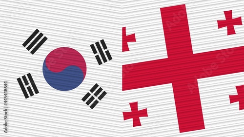 Georgia and South Korea Two Half Flags Together Fabric Texture Illustration