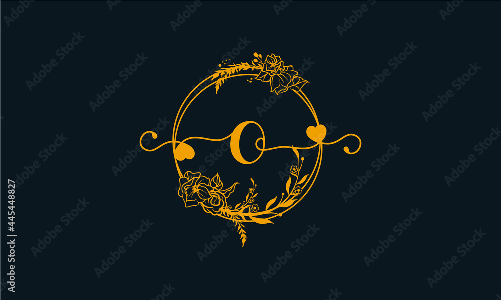 Letter O Minimalist Floral logo design template
