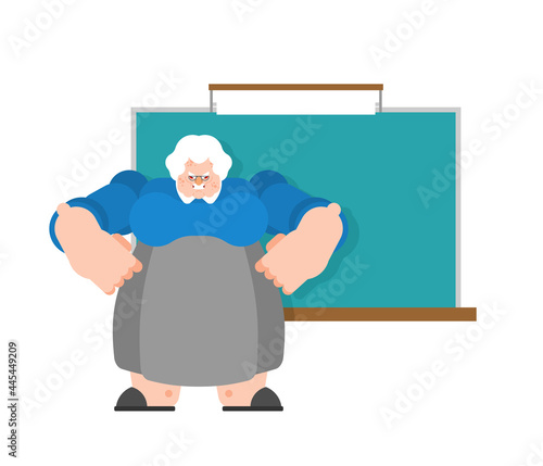Angry old teacher. Disgruntled old wife. vector illustration For September 1