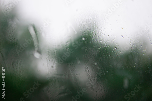 Raindrops on window , rainy day. Background raindrops. blurred background
