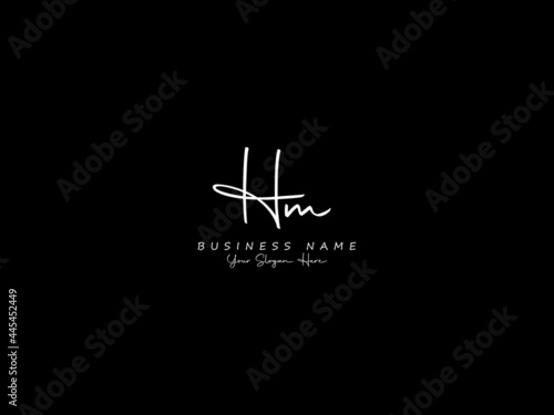 Letter HM Logo, signature hm logo icon vector image design for business