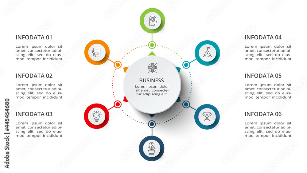 Infographic design vector and marketing icons for diagram, graph, presentation and round chart. Concept with 6 options Infographic design vector and marketing icons for diagram, graph, presentation and round chart. Concept with 6 options
