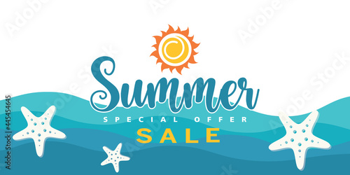 Sale banner for summer shopping with promotions.