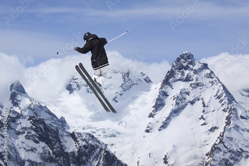 Wallpaper Mural Skier jumps in the mountains. Mountain ski, winter extreme sport. Torontodigital.ca