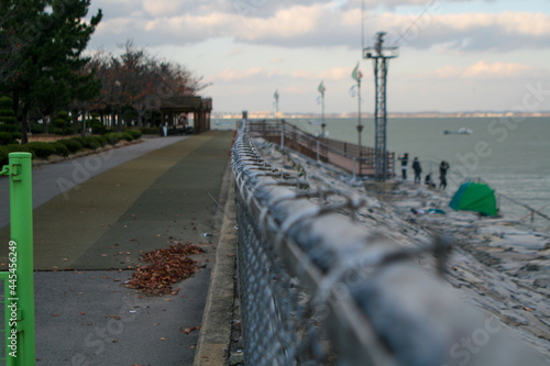Metal fence along the seaside
