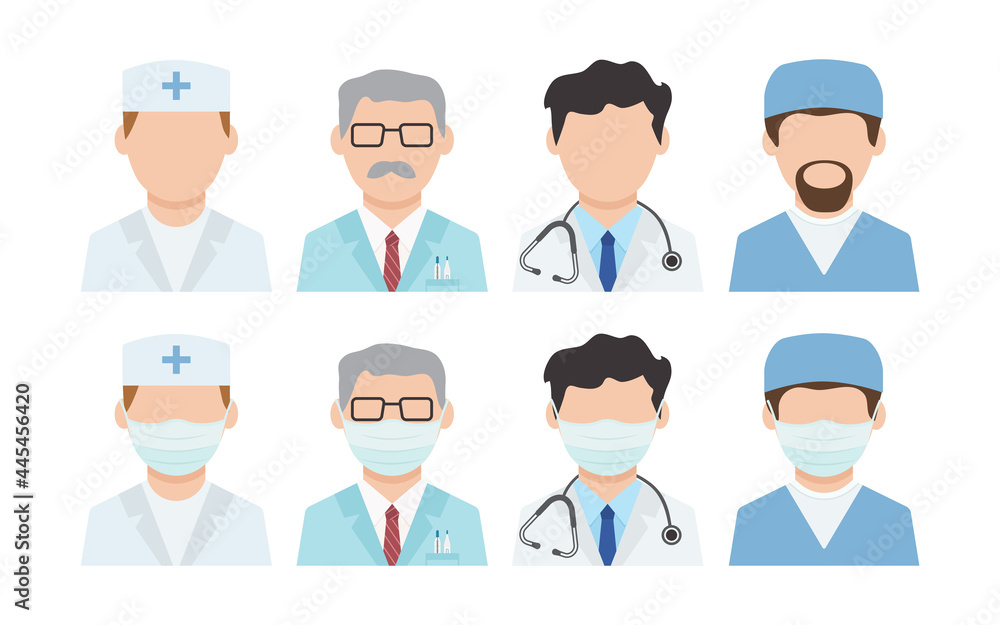Doctors vector icon. Disinfection. Face masks, medical workers . Virus protection. Healthcare illustration Doctors vector icon. Disinfection. Face masks, medical workers . Virus protection. Healthcare illustration