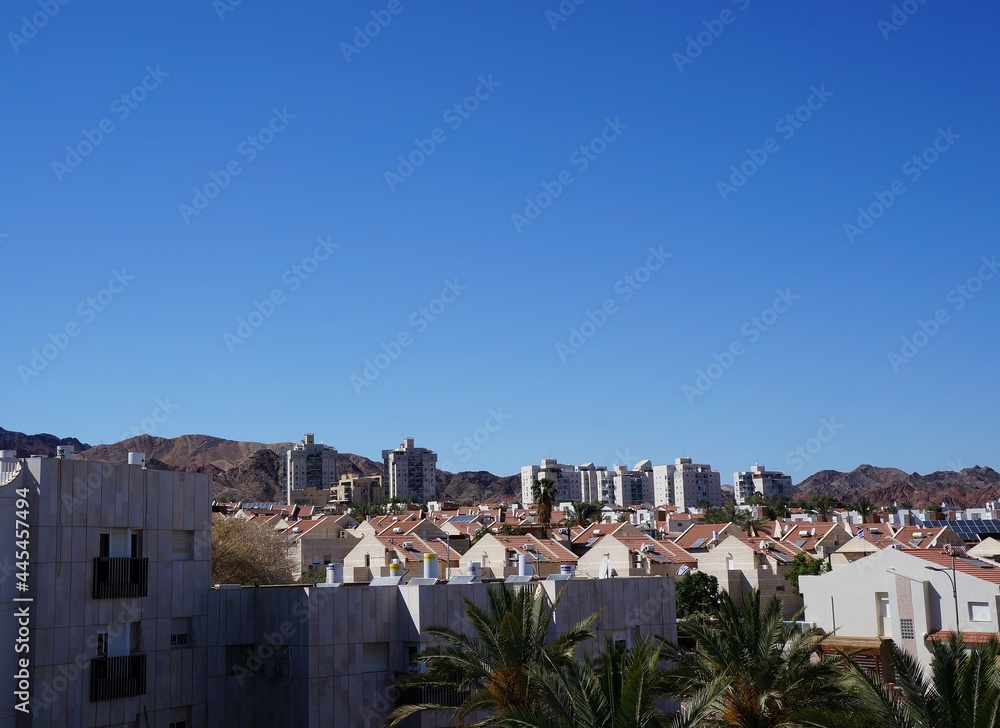  View onto the town Eilat from above
