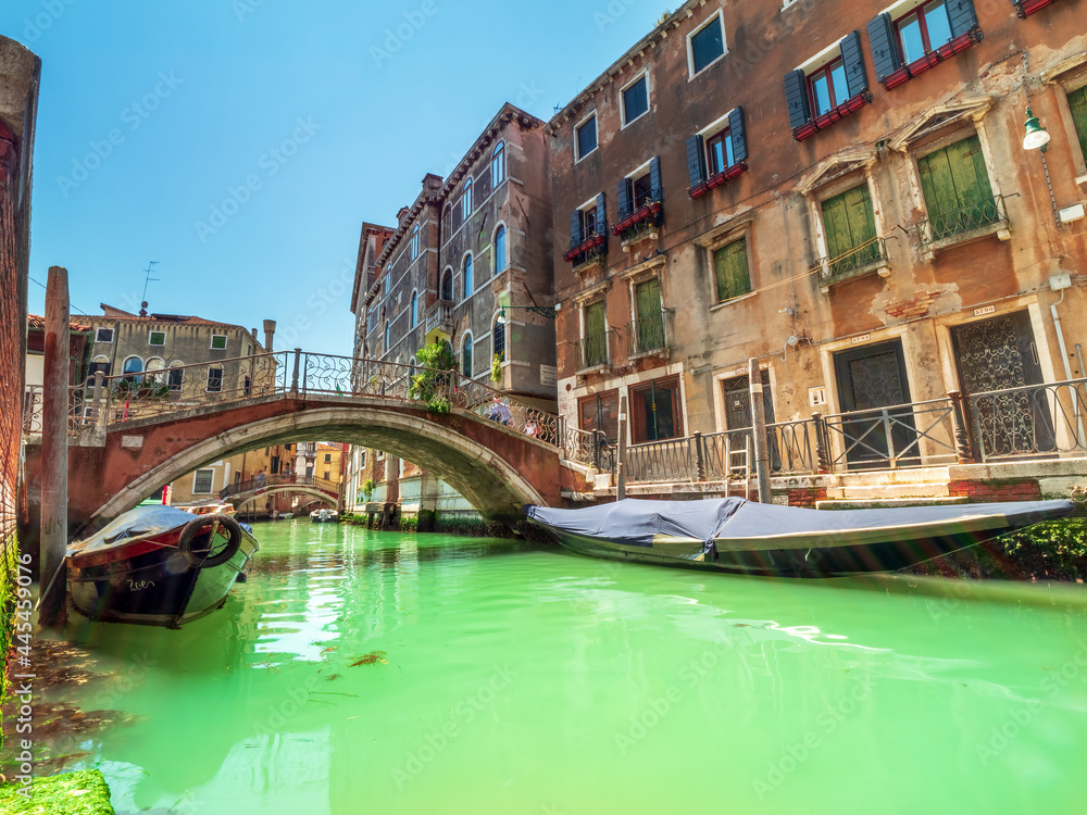Venice City Shape with the water canal and the colored house facades