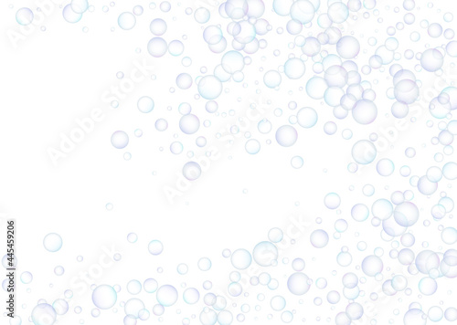 Soap bubbles flew randomly on a white background. Vector