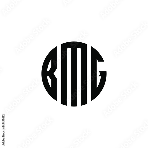 BMG letter logo design. BMG letter in circle shape. BMG Creative three letter logo. Logo with three letters. BMG circle logo. BMG letter vector design logo  photo