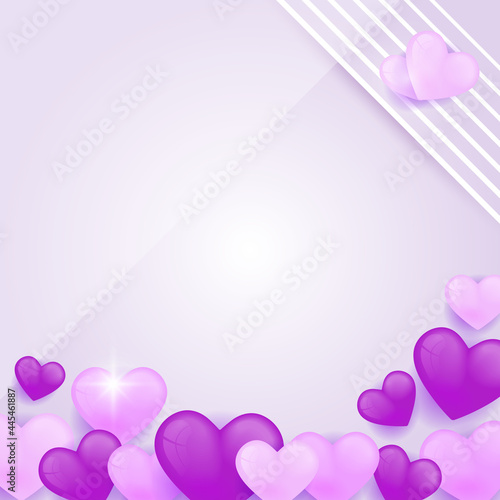 Valentine pink purple background with hearts falling for happy birthday card and universal greeting card. Valentines Day Background